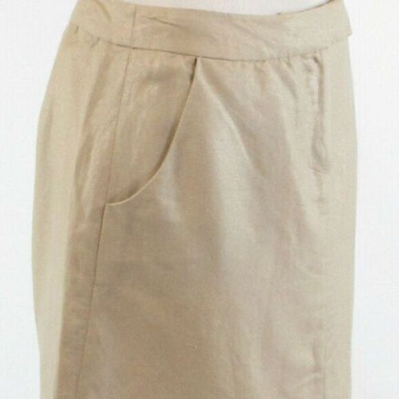 Beige CYNTHIA ROWLEY shimmery A-line skirt size 4 - Picture 4 of 8